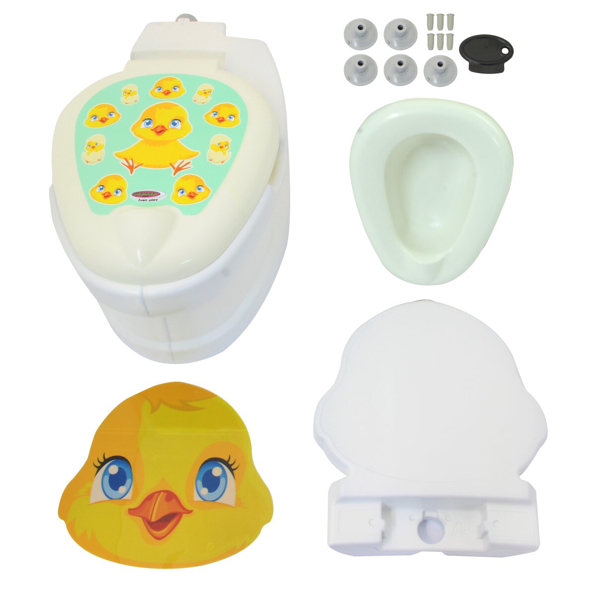 Meine kleine Toilette Küken mit Spülsound und Toilettenpapierhalter