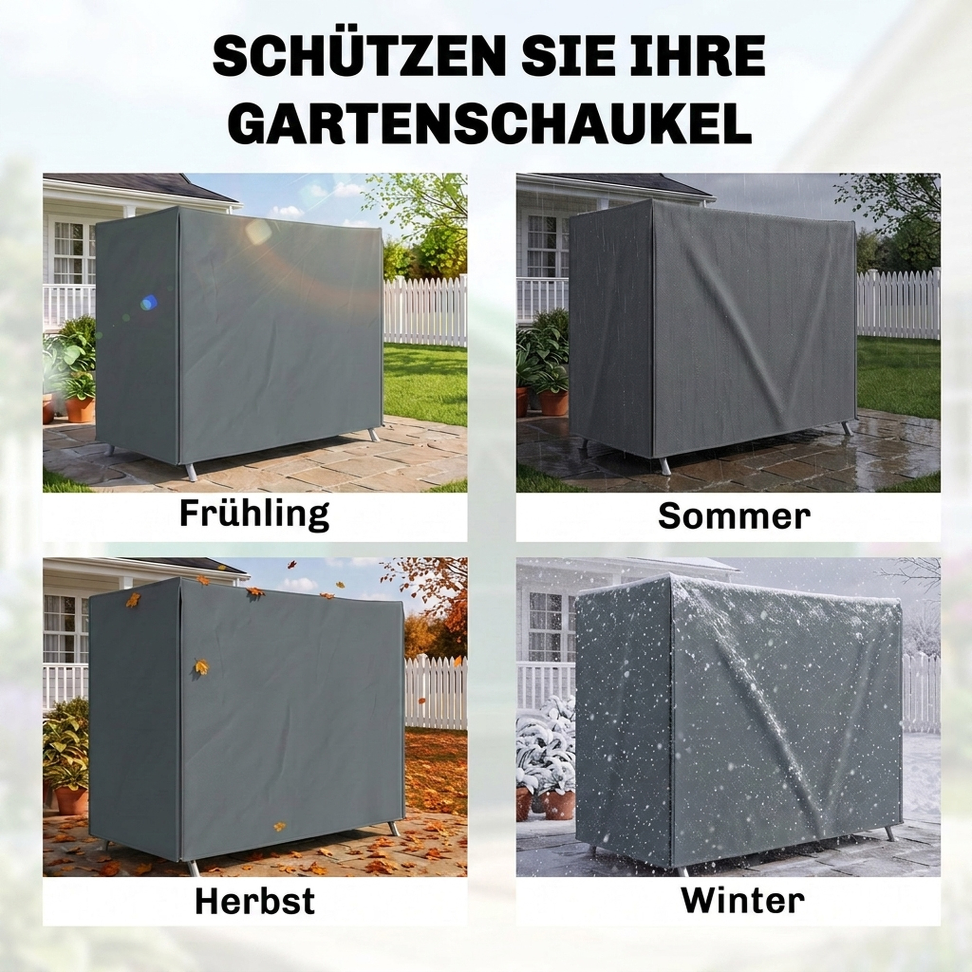 Hollywoodschaukel Abdeckung 3 Sitzer Wasserdicht Schutzhülle für Gartenschaukel Oxford Gewebe 220 x 125 x 172 cm, Grau
