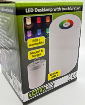 LED Akku-Tischleuchte mit Touch-Funktion, Höhe 113mm, Warmweiß + RGB