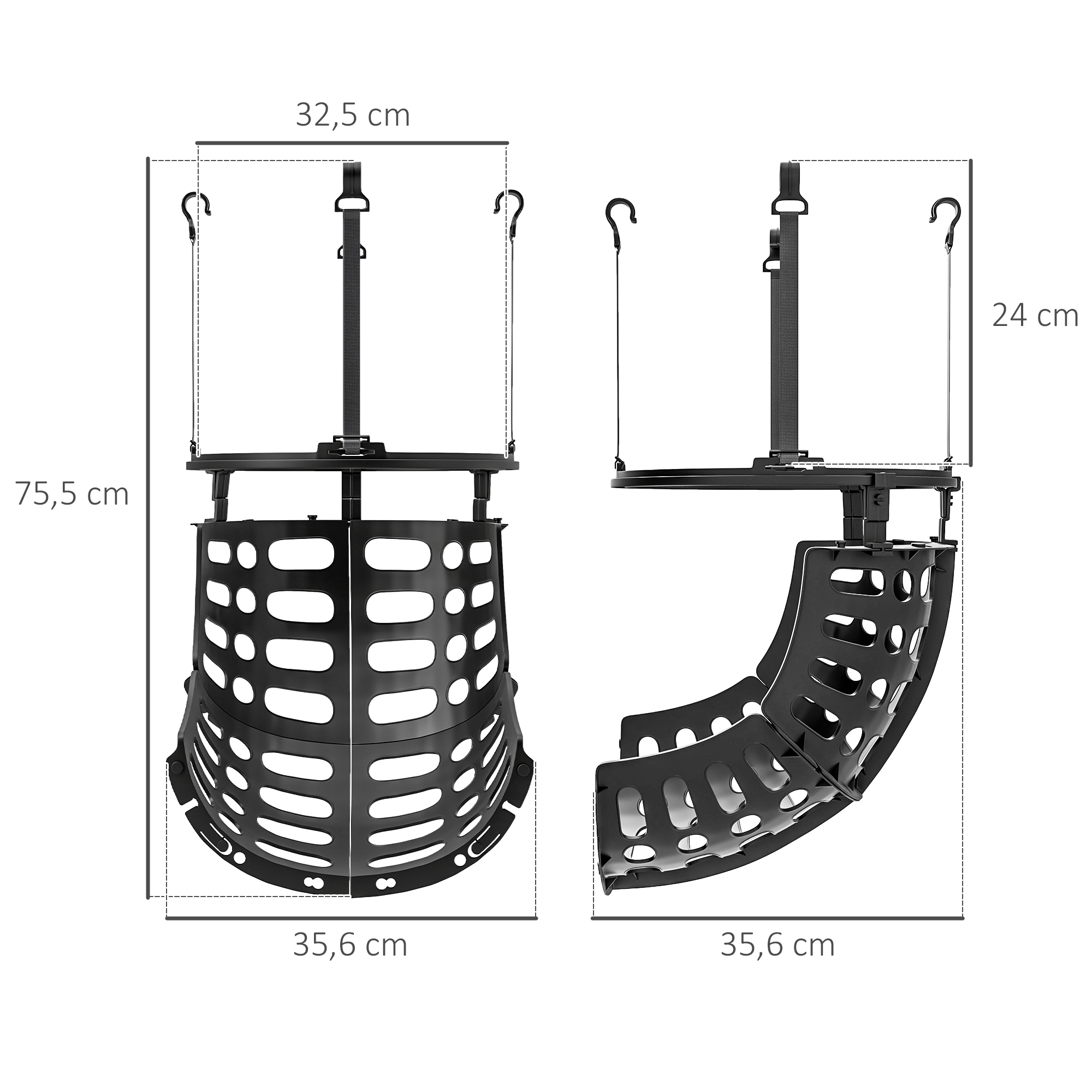 Basketball-Rebounder, höhenverstellbar, 360° drehbar, Kunststoff, 35,6L x 35,6B x 75,5H cm, Schwarz