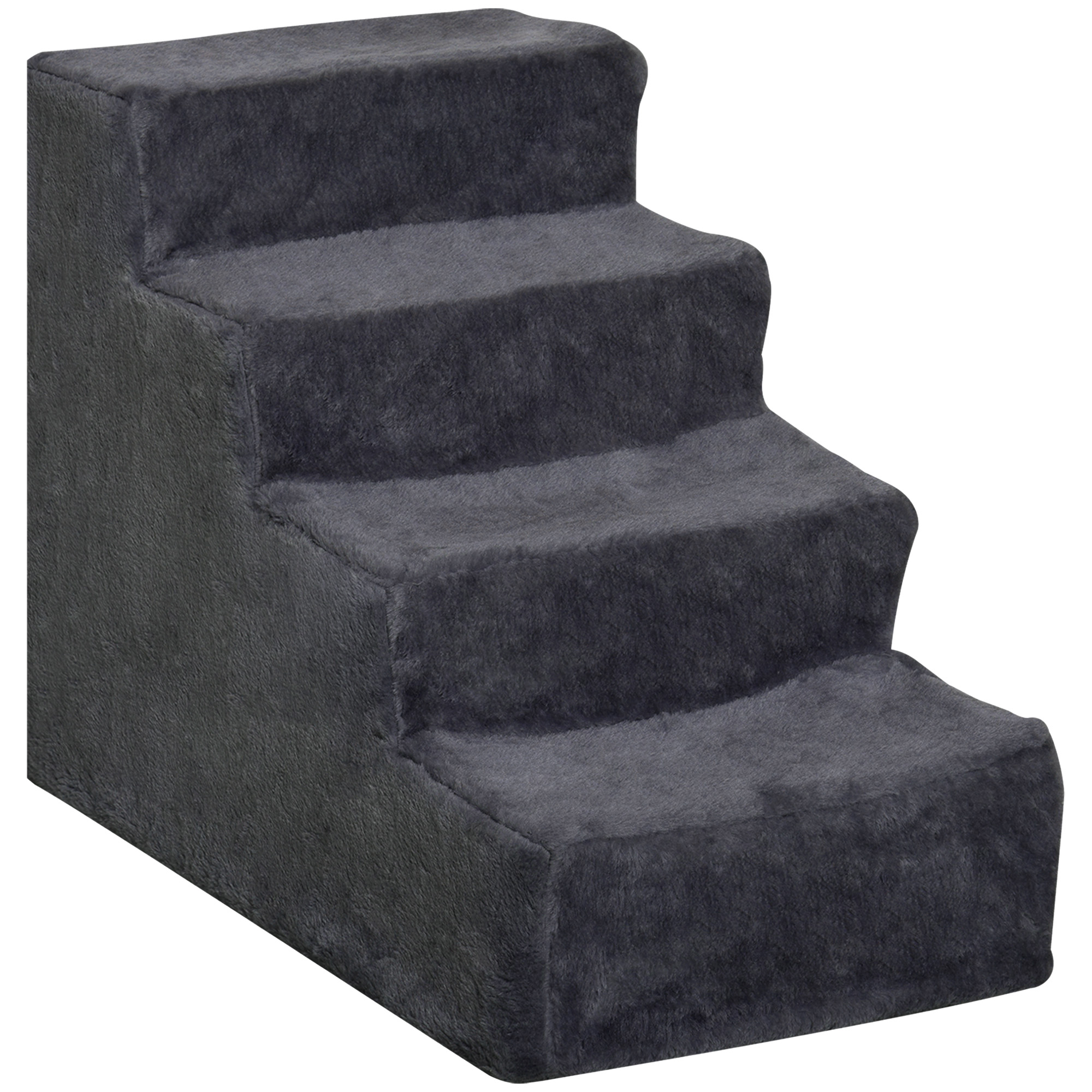 Hundetreppe 4-Stufig Abnehmbarer Bezug Für Kleine Hunde 44 cm Dunkelgrau