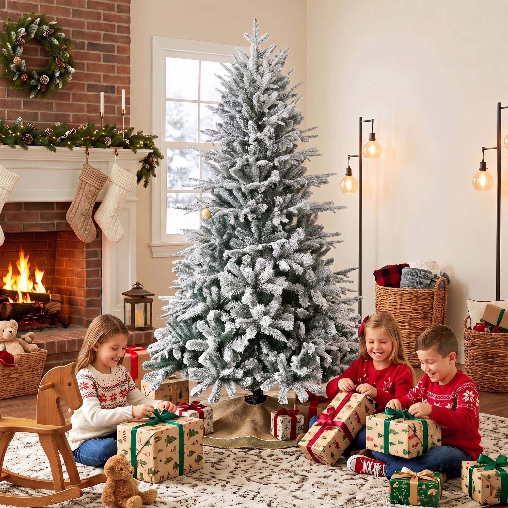 schneebeflockter Weihnachtsbaum 180 cm mit 1920 Spitzen, Klappsystem, künstlich, voll