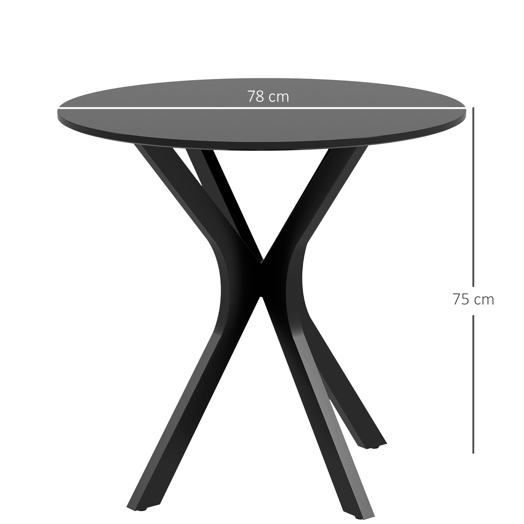 Esstisch Küchentisch Runder Tisch, Modernes Design, 78 cm x 78 cm x 75 cm, Schwarz