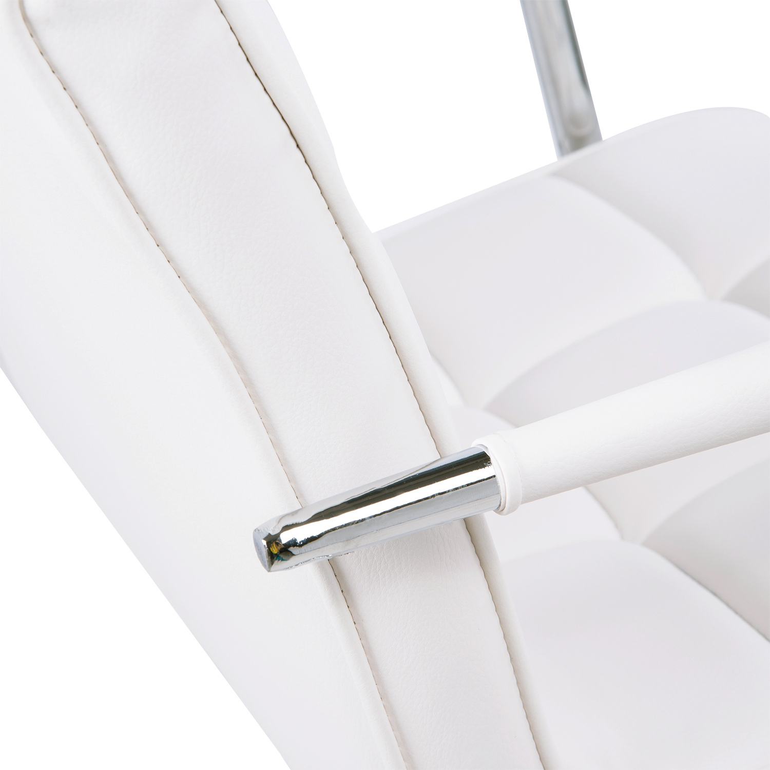 Bürostuhl im Retrodesign, höhenverstellbar, 5 Rollen, 52,5 cm x 54 cm x 99 cm, Weiß