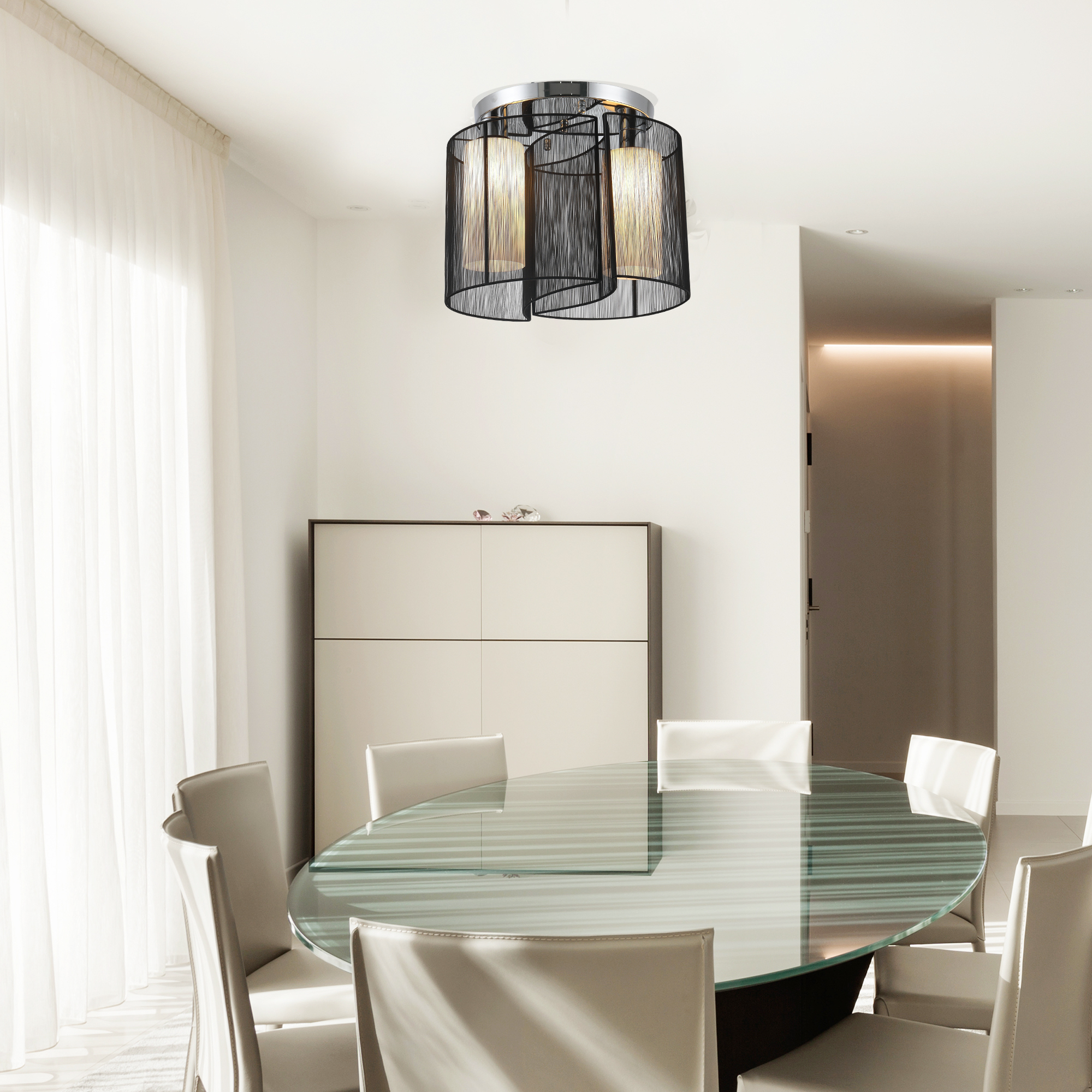 Deckenlampe Deckenleuchte 2-Flammig E27 Badlampe Modern Küchenlampe Lampe für Schlafzimmer, Badezimmer, Küche, Wohnzimmer Weiß Ø47,5 x 33 cm (Ohne Glühbirnen)