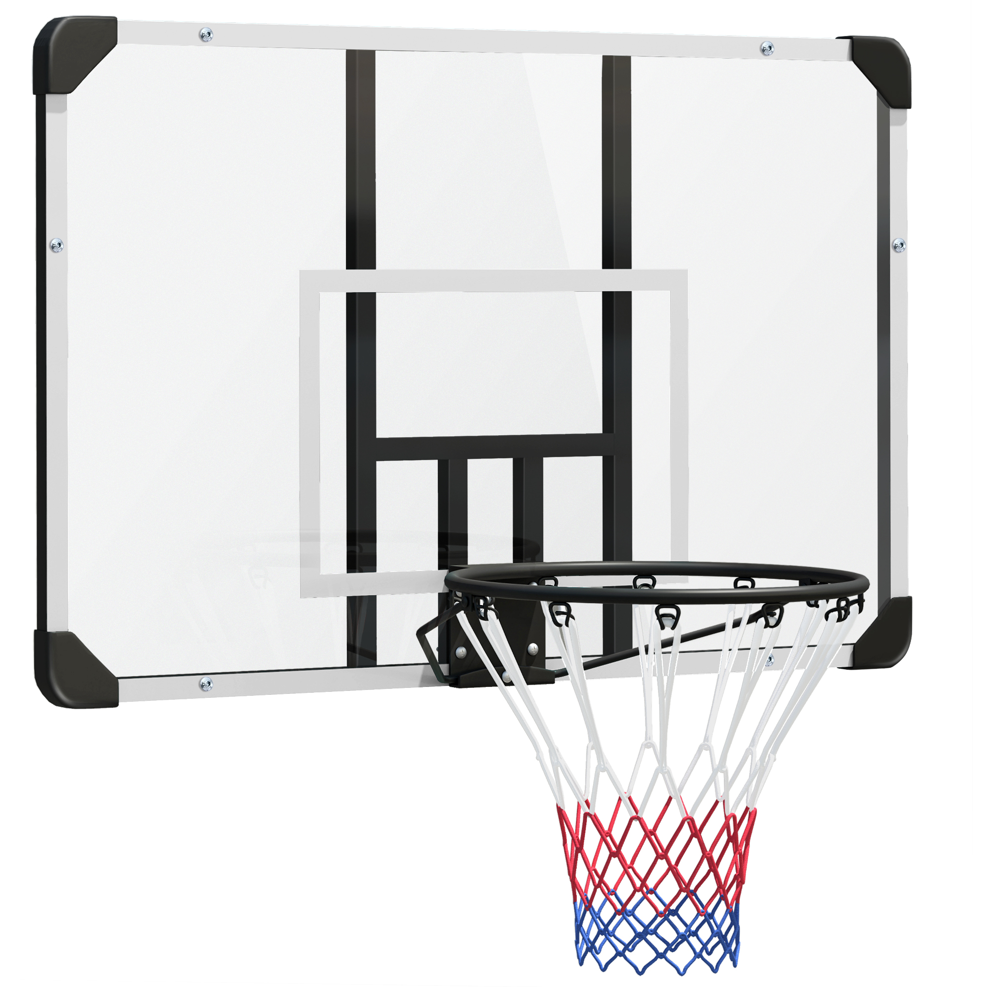 Basketballkorb, bruchsichere Rückwand, Indoor & Outdoor, Stahlrahmen, Schwarz