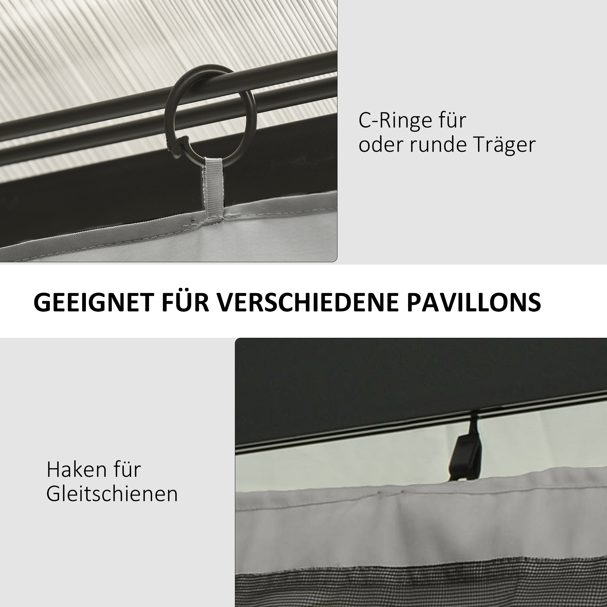 Ersatzvorhang für Pavillon, 4er-Set, für 3x3m Pavillons, 302x205cm, Hellgrau