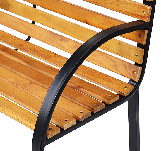 Gartenbank Sitzbank Parkbank 2-Sitzer Garten Stahl+Kiefernholz Natur B122 x T60 x H83 cm