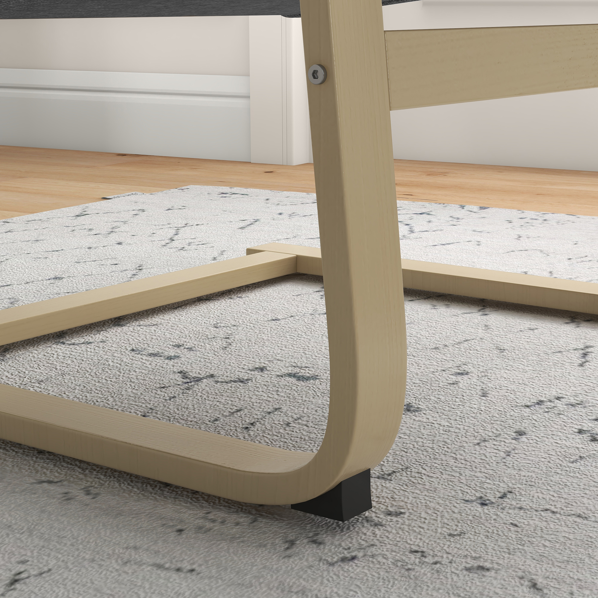 Sessel mit Kopfstütze und Armlehnen, Bezug in Leinenoptik, Holzgestell, Grau + Natur