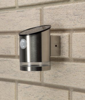 LED Solar Wandleuchte "SWL 119-ES" / PIR Bewegungsmelder, IP44, Edelstahl