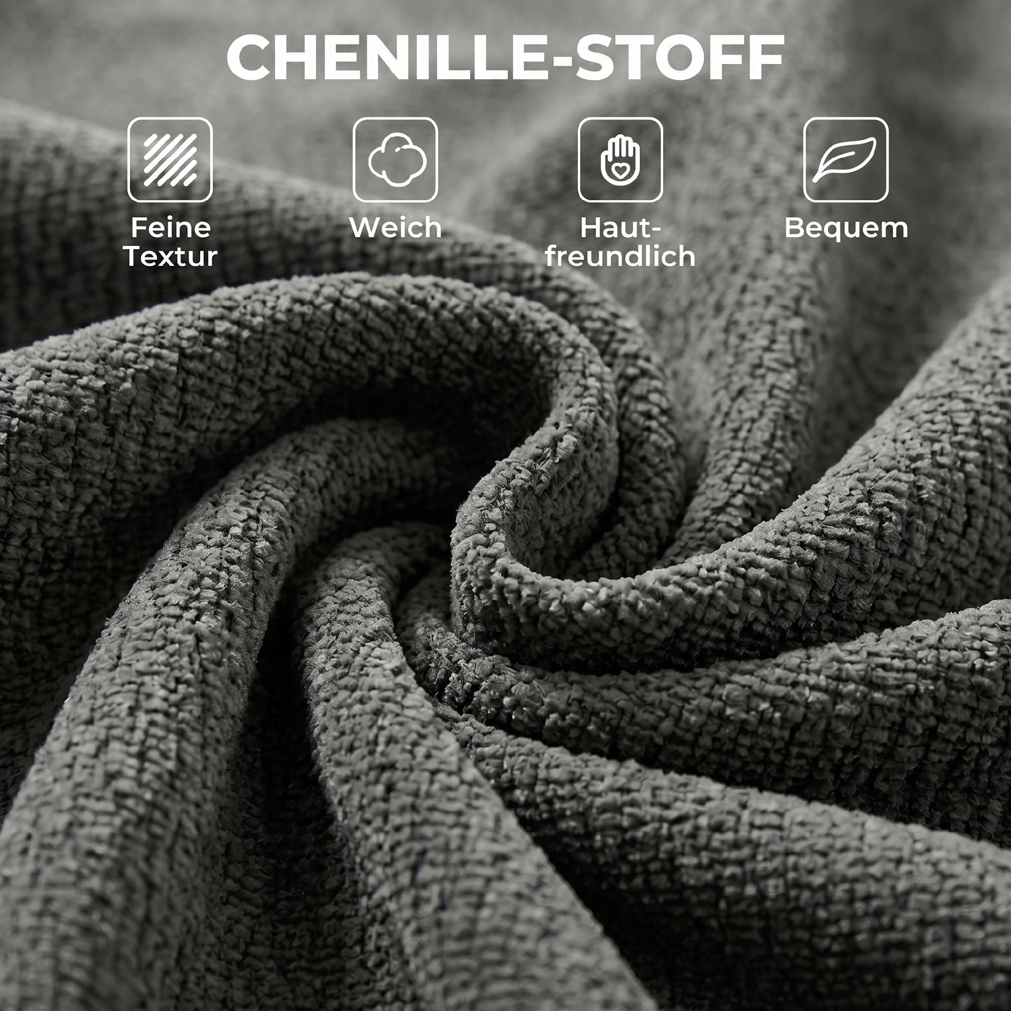 2-in-1 Boneless Cloud Schlafsessel, Klappbares Chenille-Bodensessel mit Dickem Stützkissen, Grau