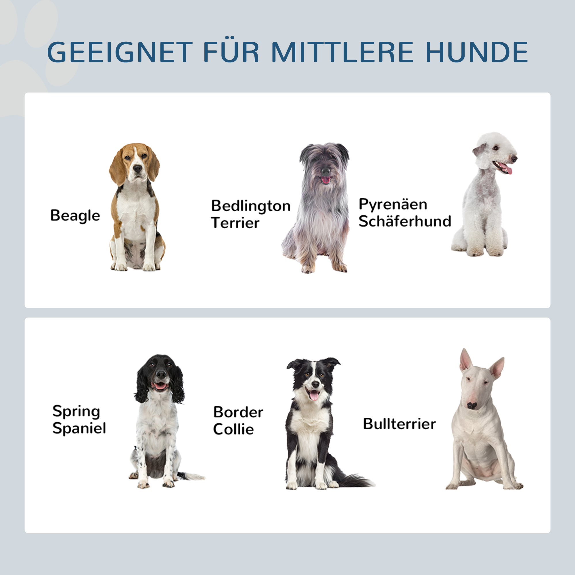 Erhöhte Fütterungsstation für Hunde, mit abnehmbarer Slow-Feeder-Matte, 2 Aluminiumschüsseln, Stauraum, Weiß