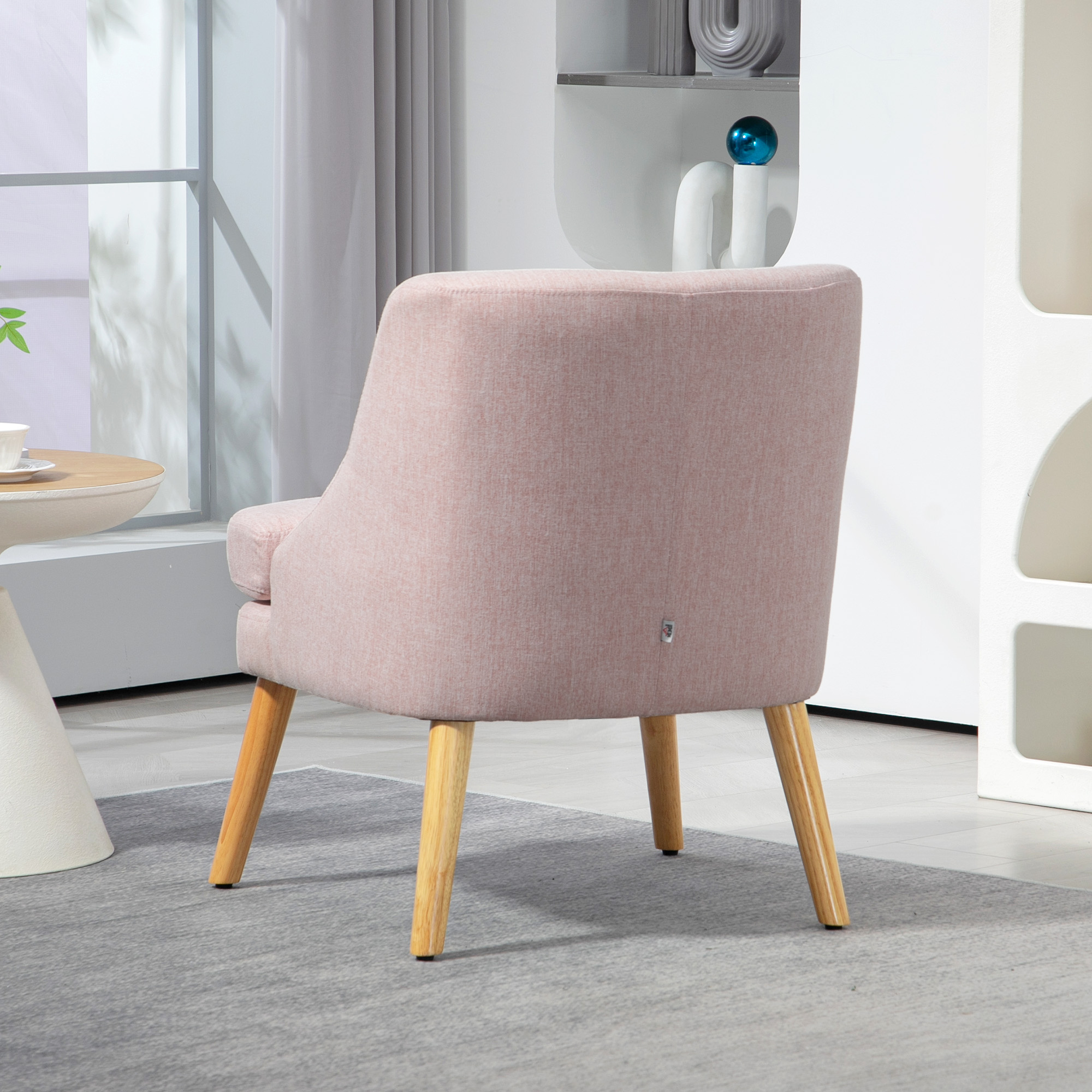 Akzentsessel im skandinavischen Stil, Samt, 25D-Schaumstoff, Hevea-Holzbeine, Beige, 63x69x79,5 cm