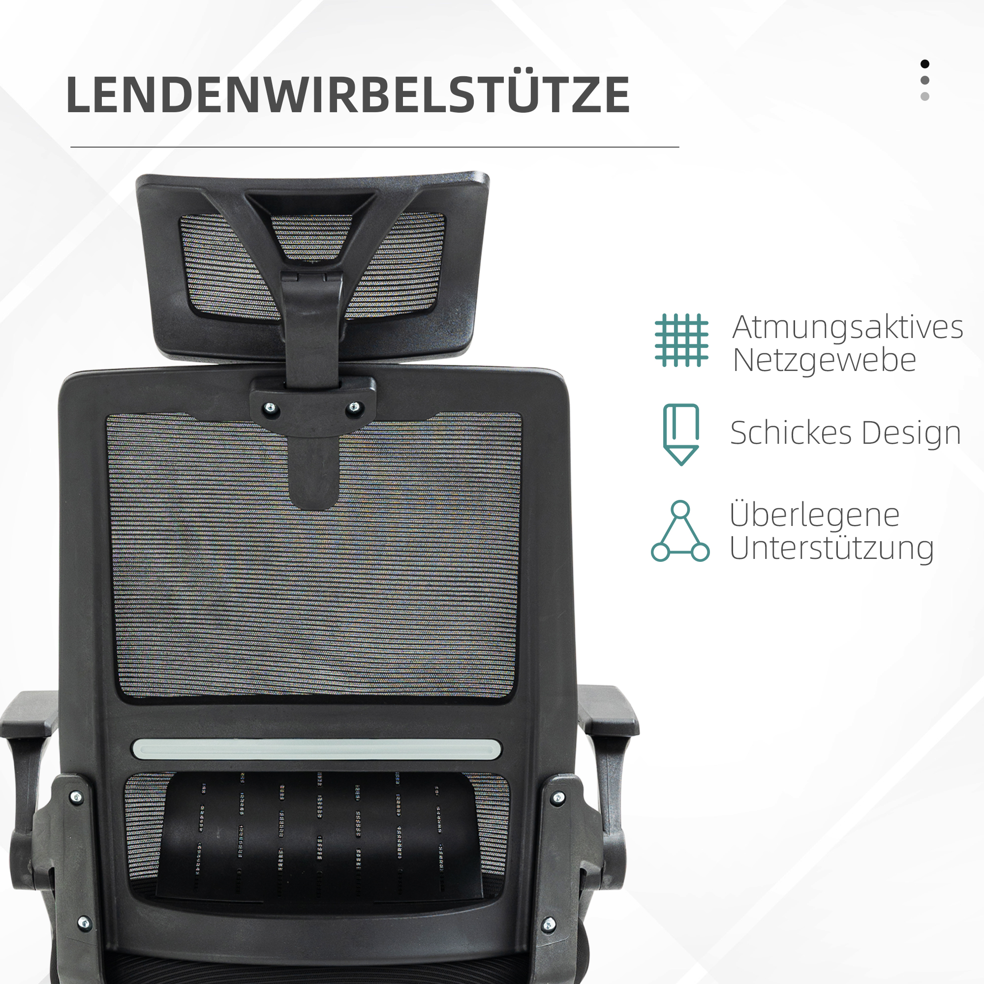 Bürostuhl Schreibtischstuhl Office-Stuhl, höhenverstellbar, 1 Kopfstütze, 60 x 61 x 121,5 cm. Schwarz