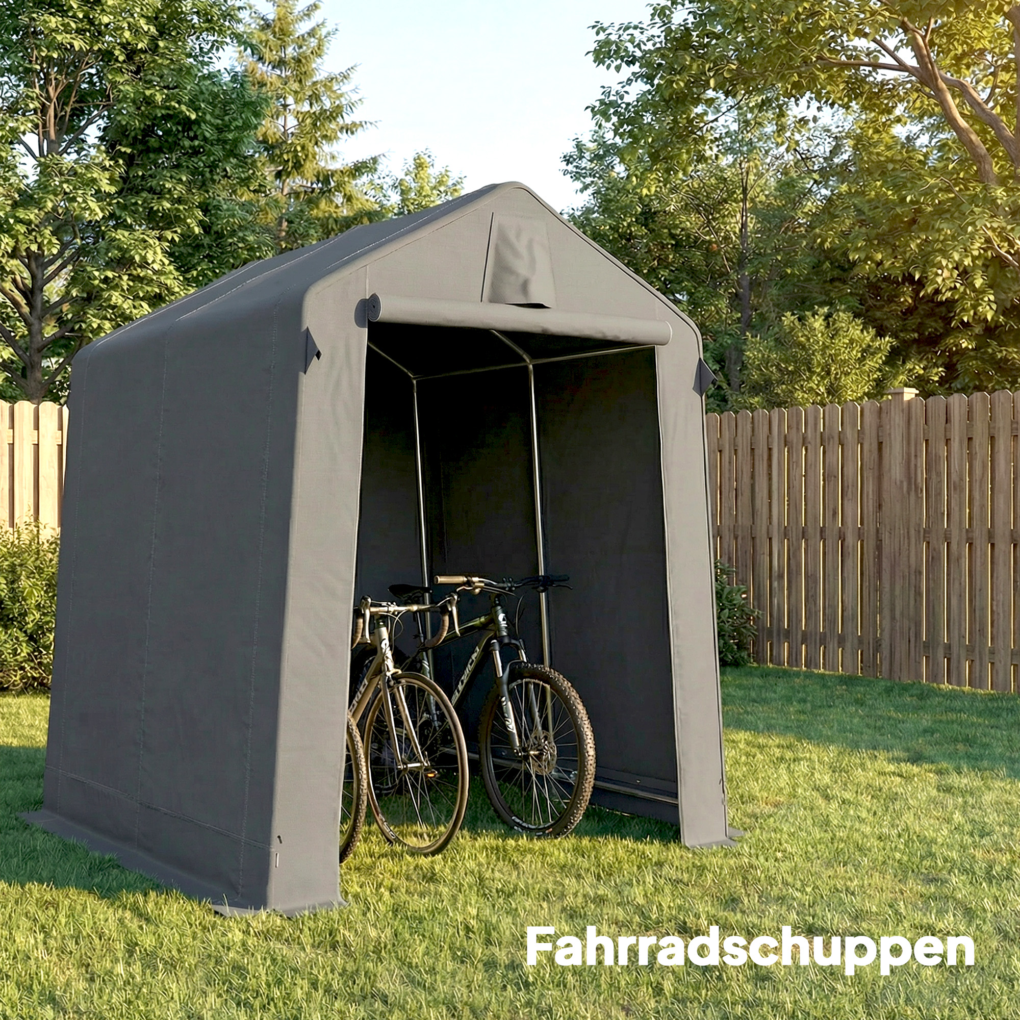 Garagenzelt 2,3 x 1,9 m wasserabweisend Gerätezelt mit Rollbar Reißverschlusstür Belüftung Satteldach Dunkelgrau