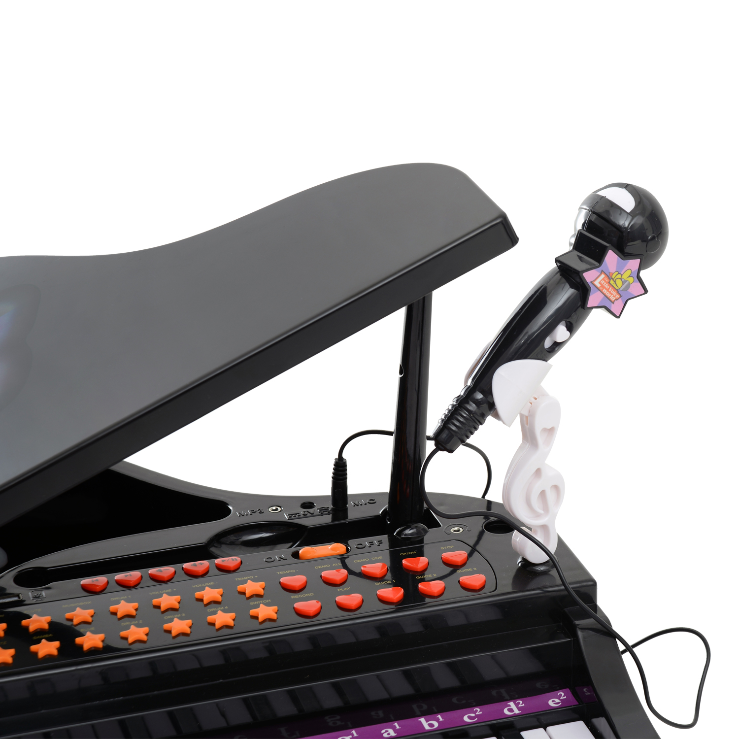 Keyboard Kinder mit 37 Tasten, Hocker Klavier mit Mikrofon, LED-Lehrmodus, Aufnahme, Piano Musikinstrument für 3-6 Jahre Kinder Schwarz