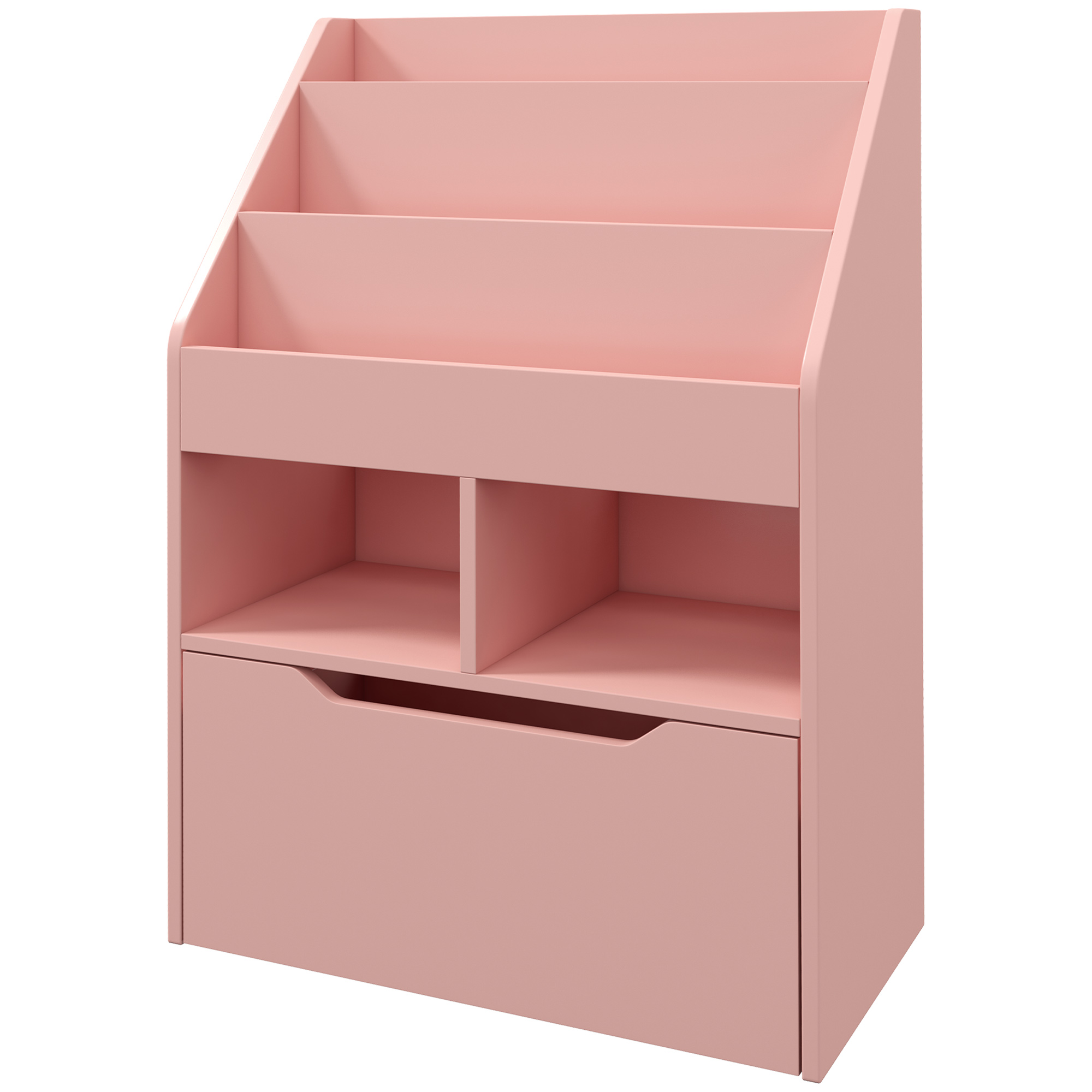 Kinderregal mit Schublade, Bücherregal mit Fächern, 60 x 29,9 x 90 cm, Rosa