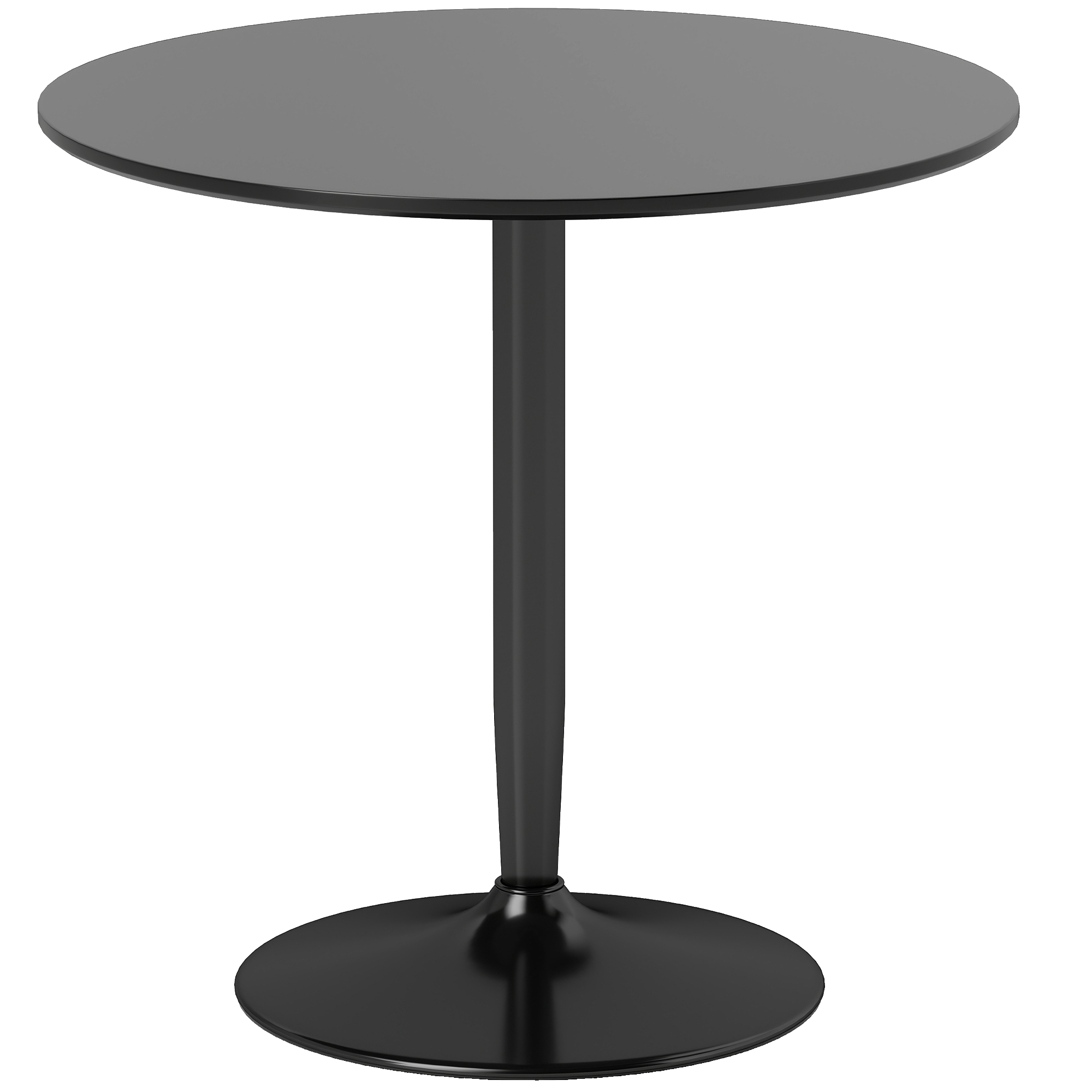 Esstisch für 2 Personen, runde Tischplatte Ø80 cm, MDF und Stahl, rutschfest, Schwarz, 75H cm