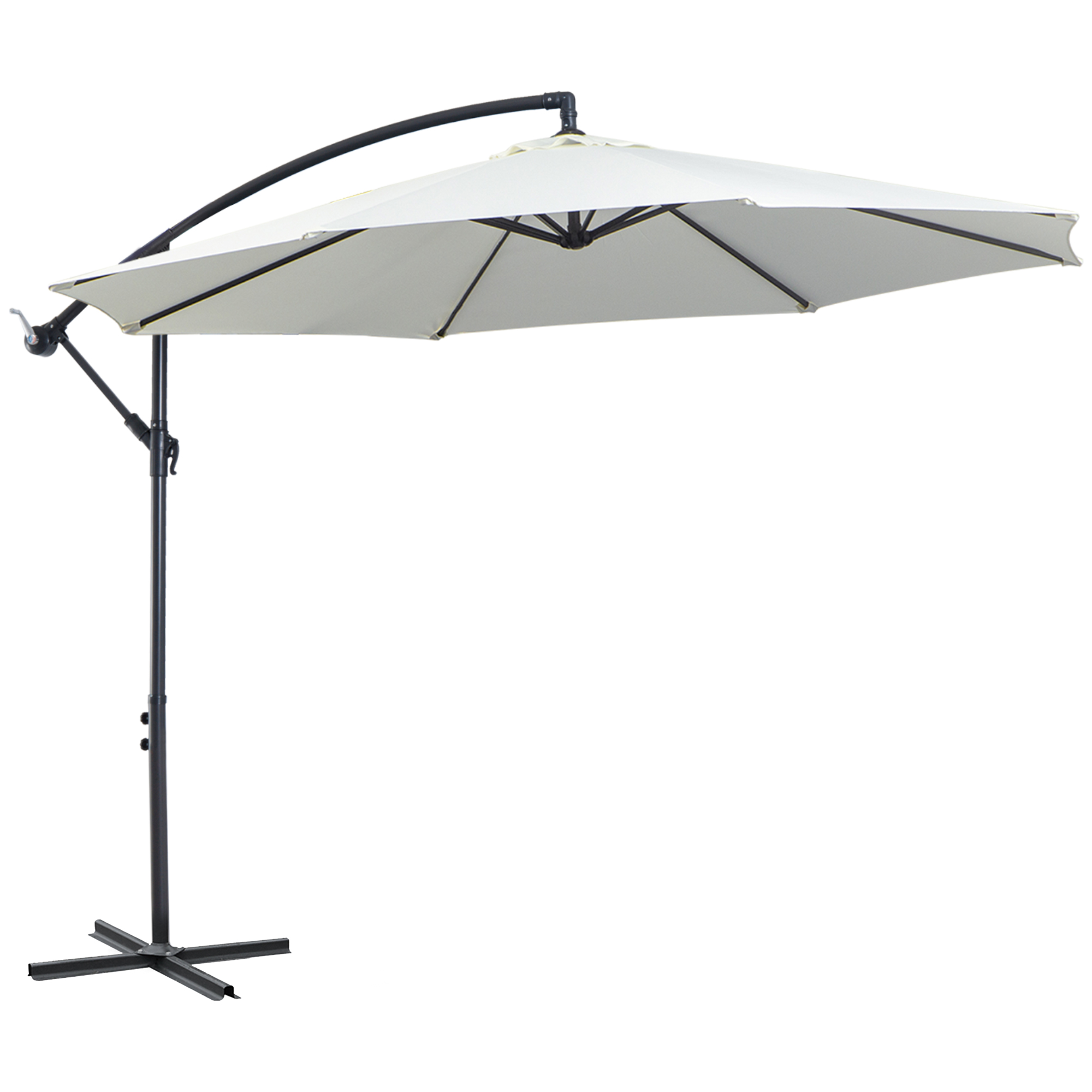 Sonnenschirm mit Kurbel Wetterbeständig 3 m x 3 m x 2,5 m Stahl Polyester Sonnenschirm mit Kurbel Wetterbeständig 3 m x 3 m x 2,5 m Stahl Polyester