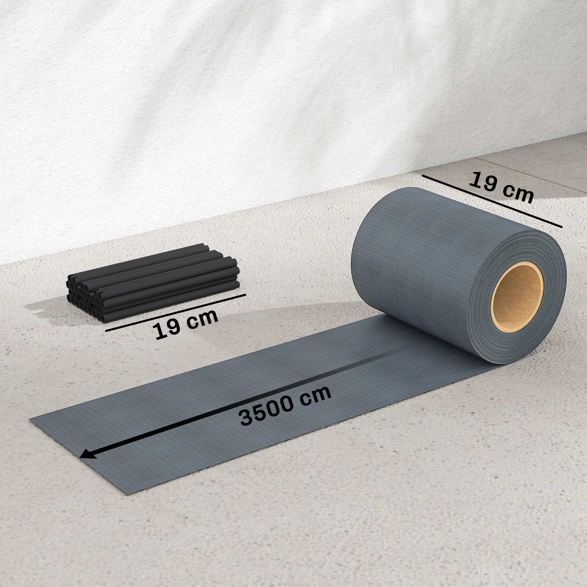 Sichtschutzstreifen 4er Set Kunststoff UV-beständiger wasserdichter Sichtschutz mit Befestigungsclips 35 m x 19 cm Grau