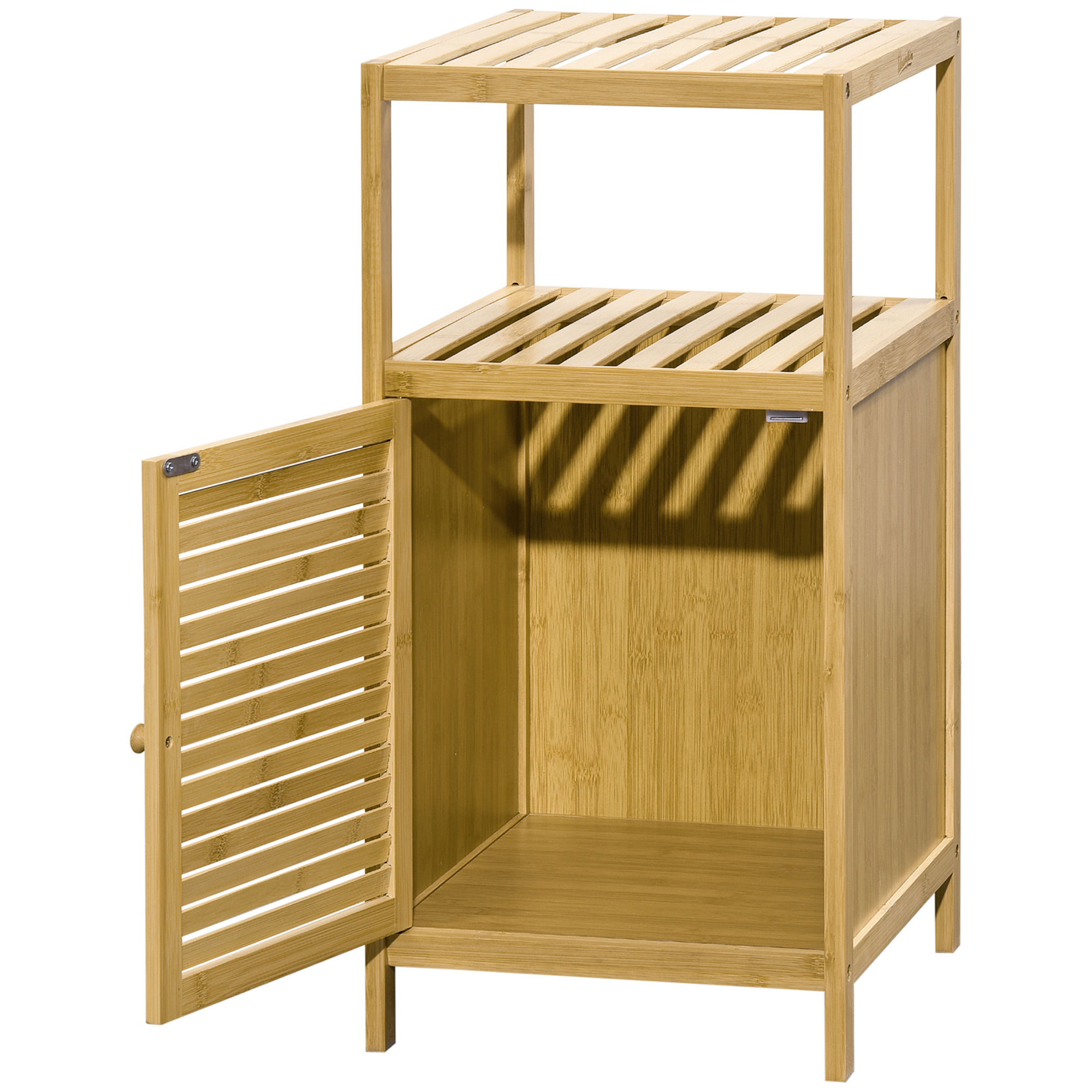 Badezimmerschrank Badregal, Bambus, 1Ablage, 1 Schrank, 33 cm x36,5 cm x67 cm, Natur