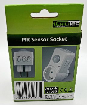 Zwischenstecker mit Bewegungsmelder, 120°, 9m Reichweite , 230V/1200W, weiß