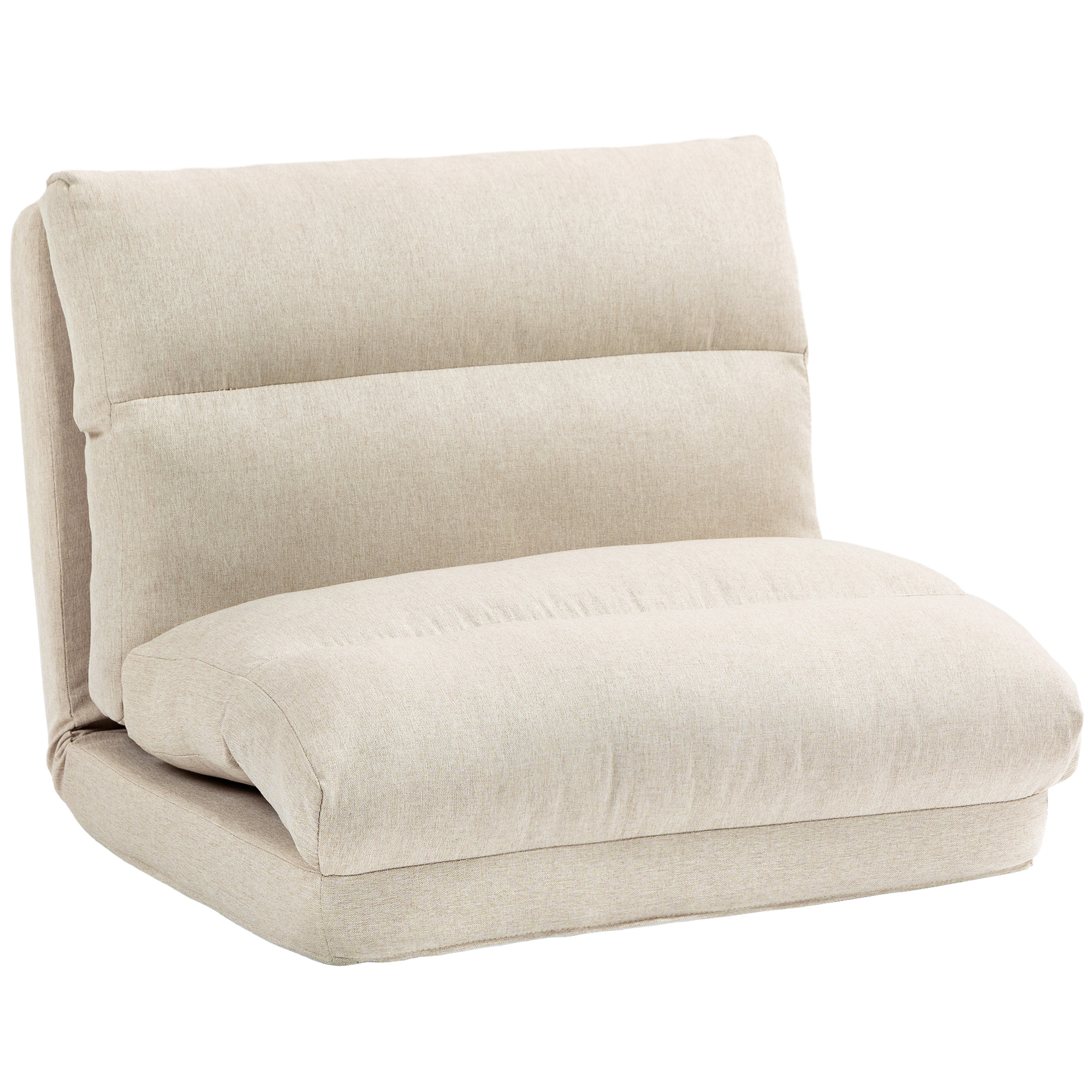 Sitzsack mit Bettfunktion, neigbare Lehne, klappbar, bis 120kg, 70 x 72 x 56 cm, Beige