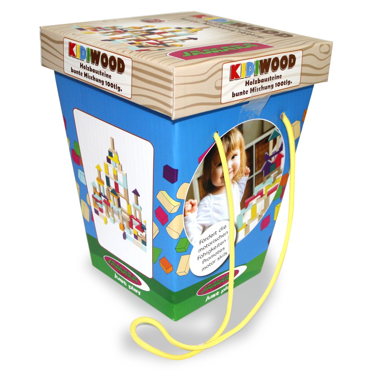 Holzspielzeug Kidiwood Holzbausteine bunte Mischung 100tlg.