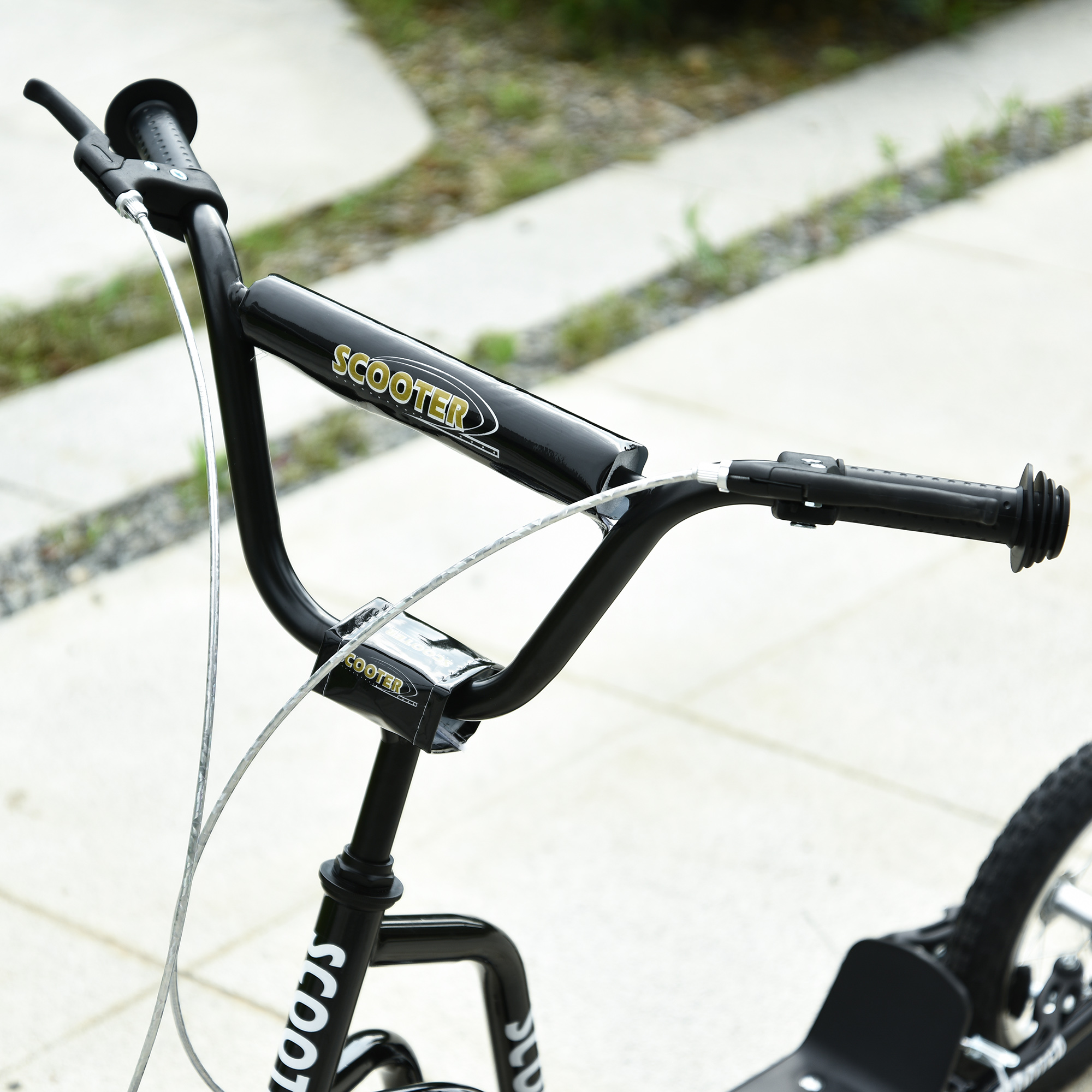 Kinderroller Lenker Verstellbar Scooter Tretroller Cityroller Kinder Roller Kickboard mit Luftreifen 12 Zoll ab 5 Jahre Schwarz 120 x 58 x 75-80 cm