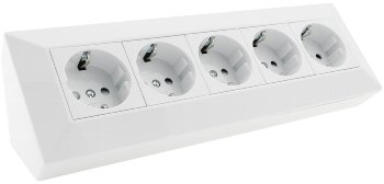 5-fach Steckdosenblock, weiß, 250V~/ 16A, Aufbaumontage 5-fach Steckdosenblock, weiß, 250V~/ 16A, Aufbaumontage