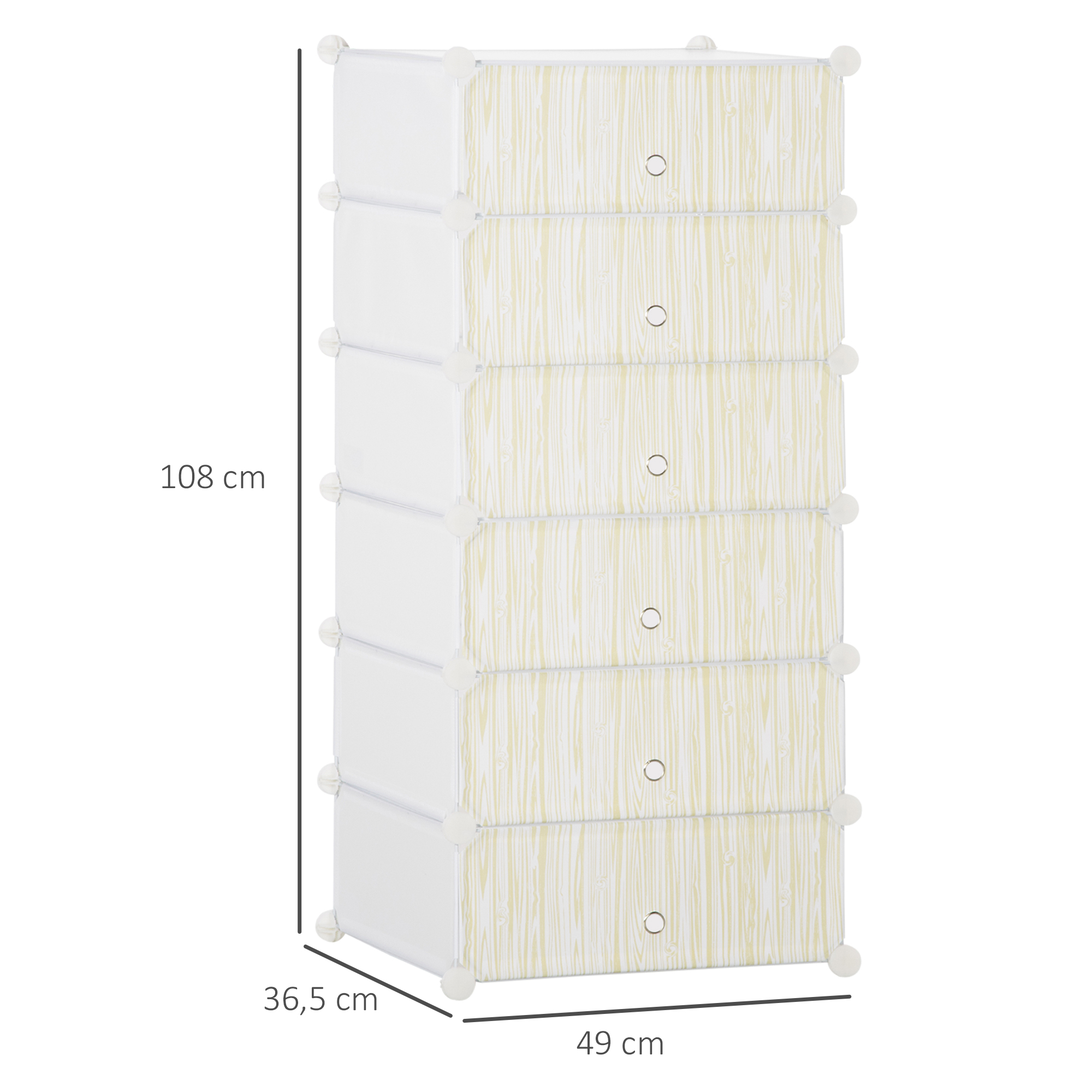Modulares Regalsystem für 12 Paar Schuhe, 49 cm x 36,5 cm x 108 cm, Weiß