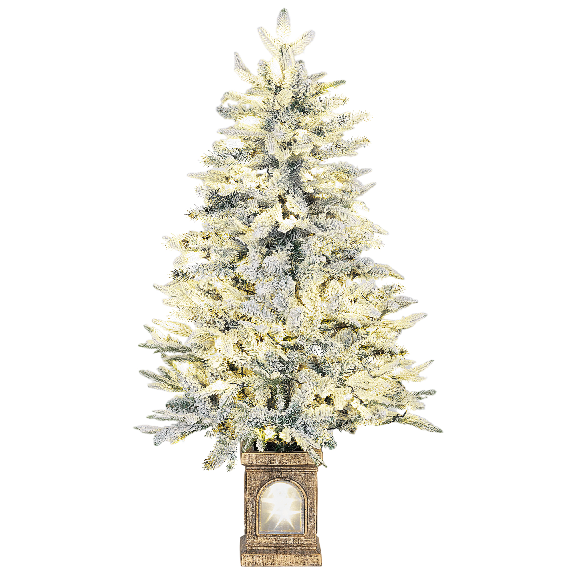Künstlicher Weihnachtsbaum, schneebedeckter Look, 100 LEDs, 8 Modi, Kunststoff