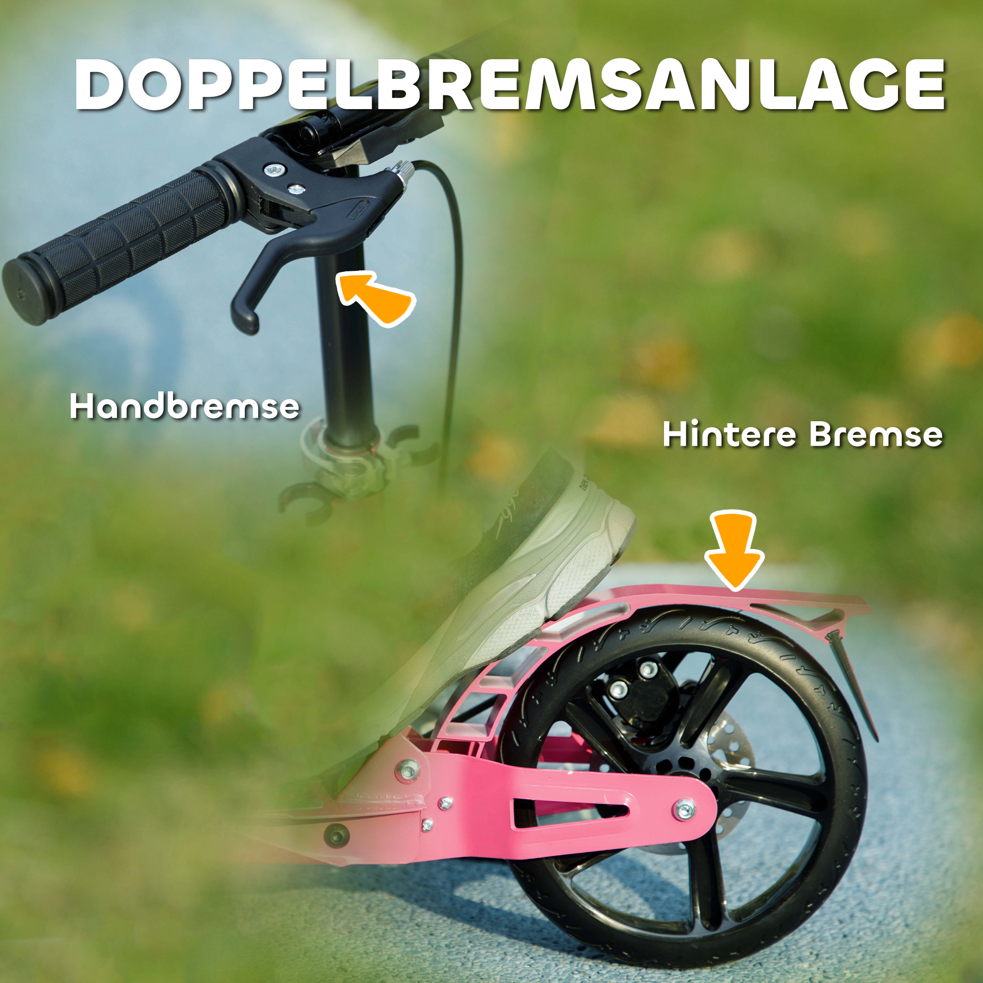 Roller Kinder Scooter mit verstellbaren Griffen klappbarer Kinderroller für Kinder 6-12 Jahre 94 x 36 x 88-103 cm Rosa