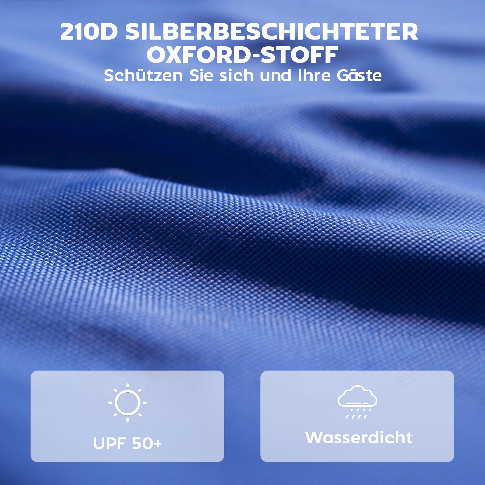 3-teiliges Set Seitenteile mit Reißverschluss für 3 x 3 m Pavillon, Dunkelblau