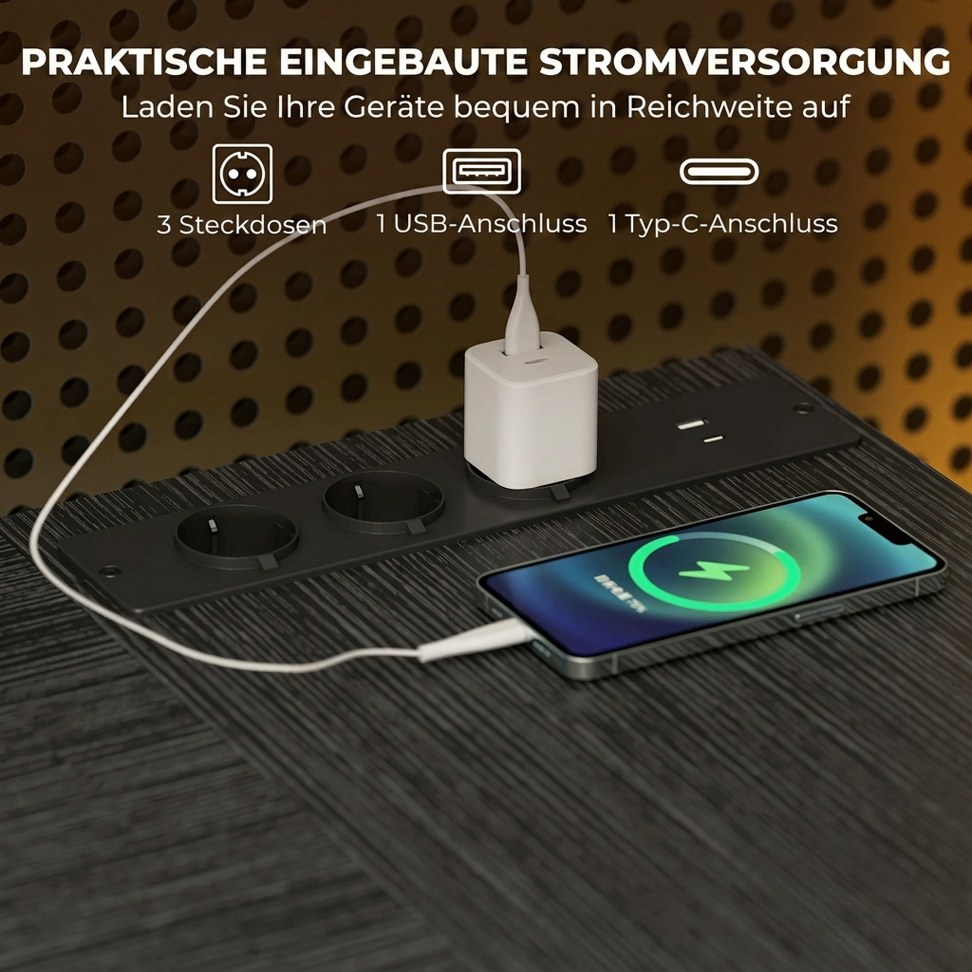Schreibtisch in L-Form, umkehrbarer Eckschreibtisch mit Schubladen und Regalen, 170 cm, Schwarz