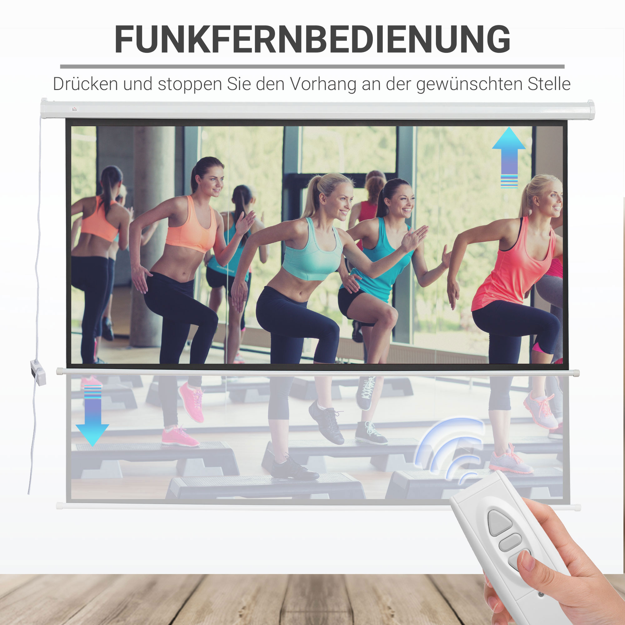 Beamer-Leinwand, inkl, Fernbedienung, 84 Zoll, 4:3 Format, 171x130 cm, Weiß