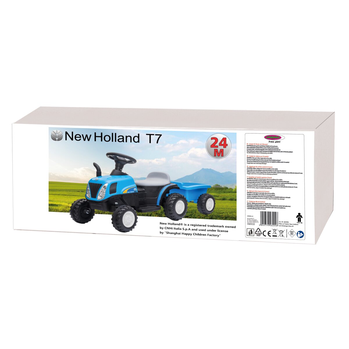 Kinderfahrzeug Traktor New Holland mit Anhänger blau