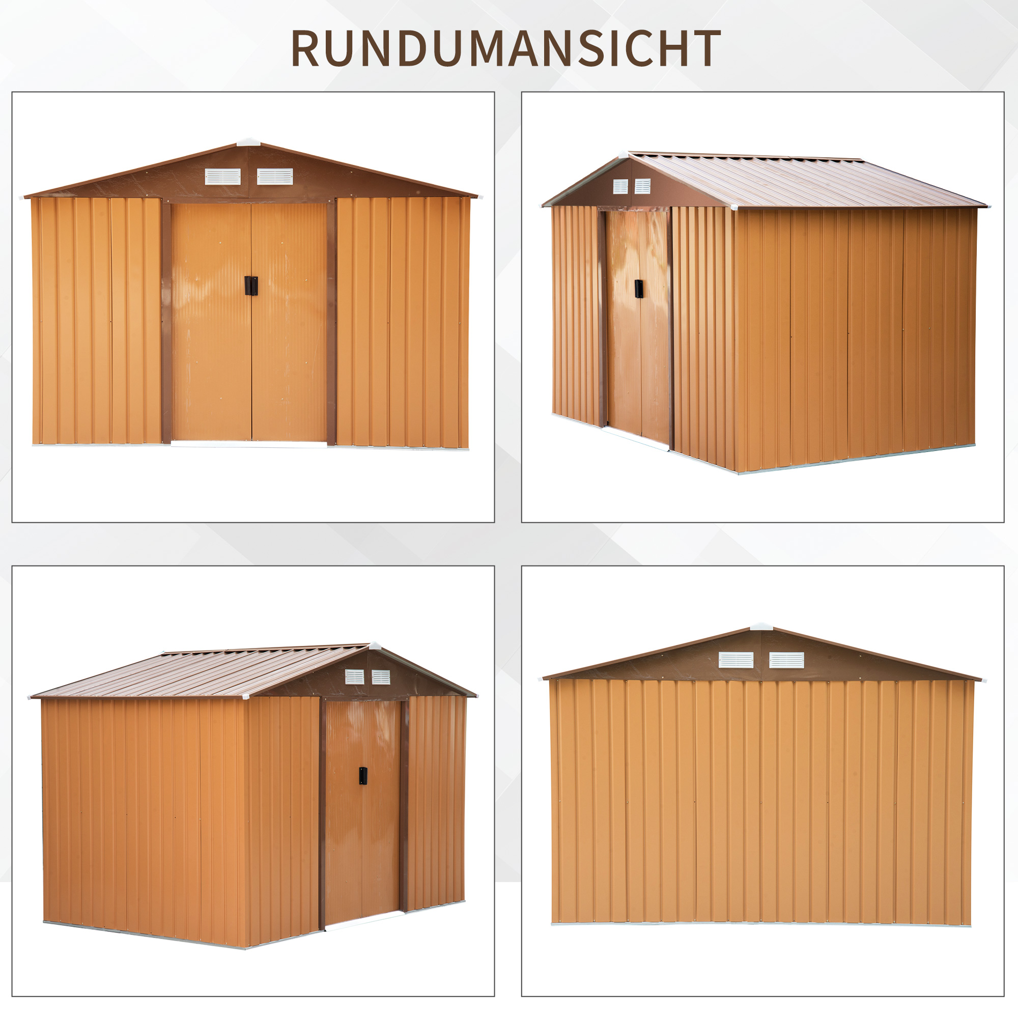 Geräteschuppen mit Schiebetüren 2,77 x 1,95 x 1,92cm Metall Gelb