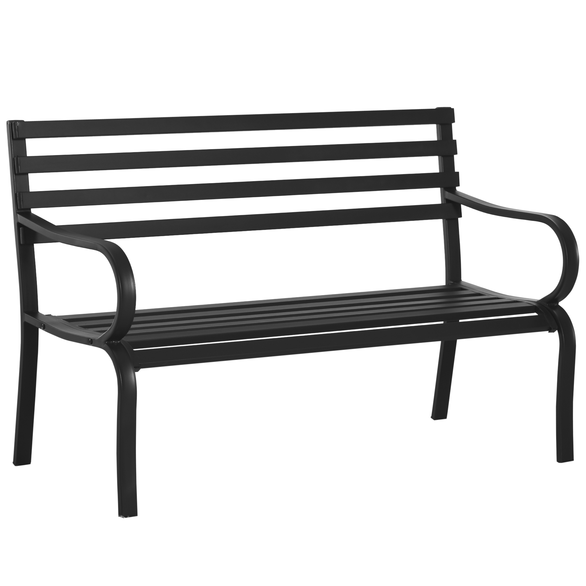 2-Sitzer Gartenbank Sitzbank 240kg belastbar Bank Gartenmöbel für den Innen- und Außenbereich geeignet 127 x 58 x 82 cm Schwarz