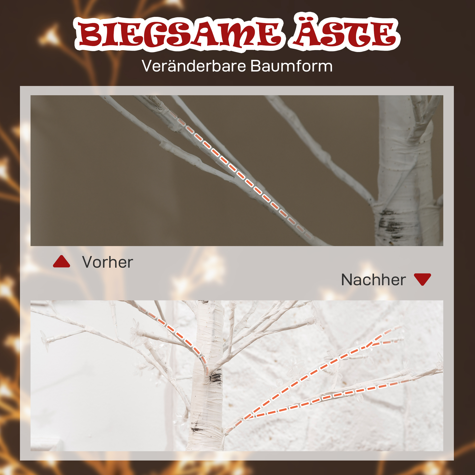 Kunstbaum, Kunst Kirschblütenbaum, mit 120 LEDs, 3 Helligkeitsstufen, warmweiß, realistische Rinde, 21 x 21 x 150 cm