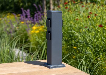 Steckdosensäule 4-fach, IP44, Anthrazit / 250V~/ 16A, 13x13x40cm