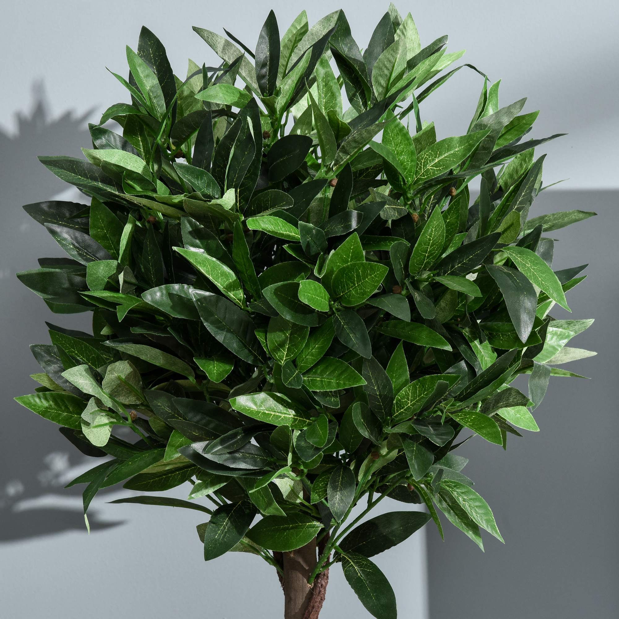 2er-Set künstlicher Lorbeerbaum, 120 cm, Kunstpflanzen im Zementtopf, Kunststoff-Pflanzen für drinnen und draußen, Grün