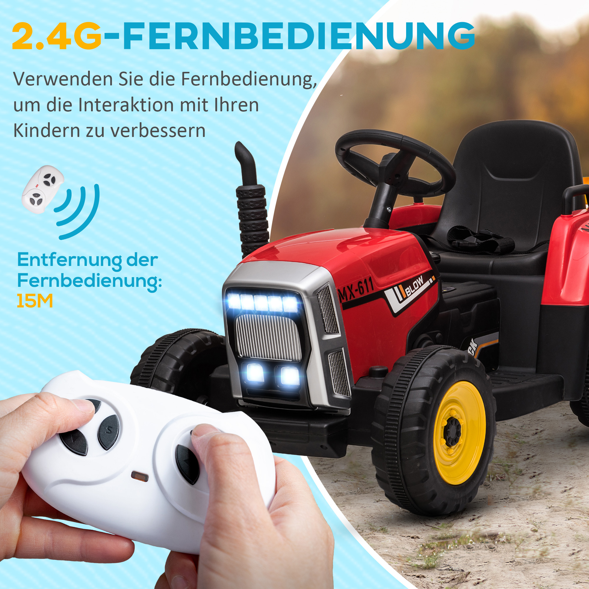 Kinderfahrzeug Kinder-Traktor, rot & schwarz