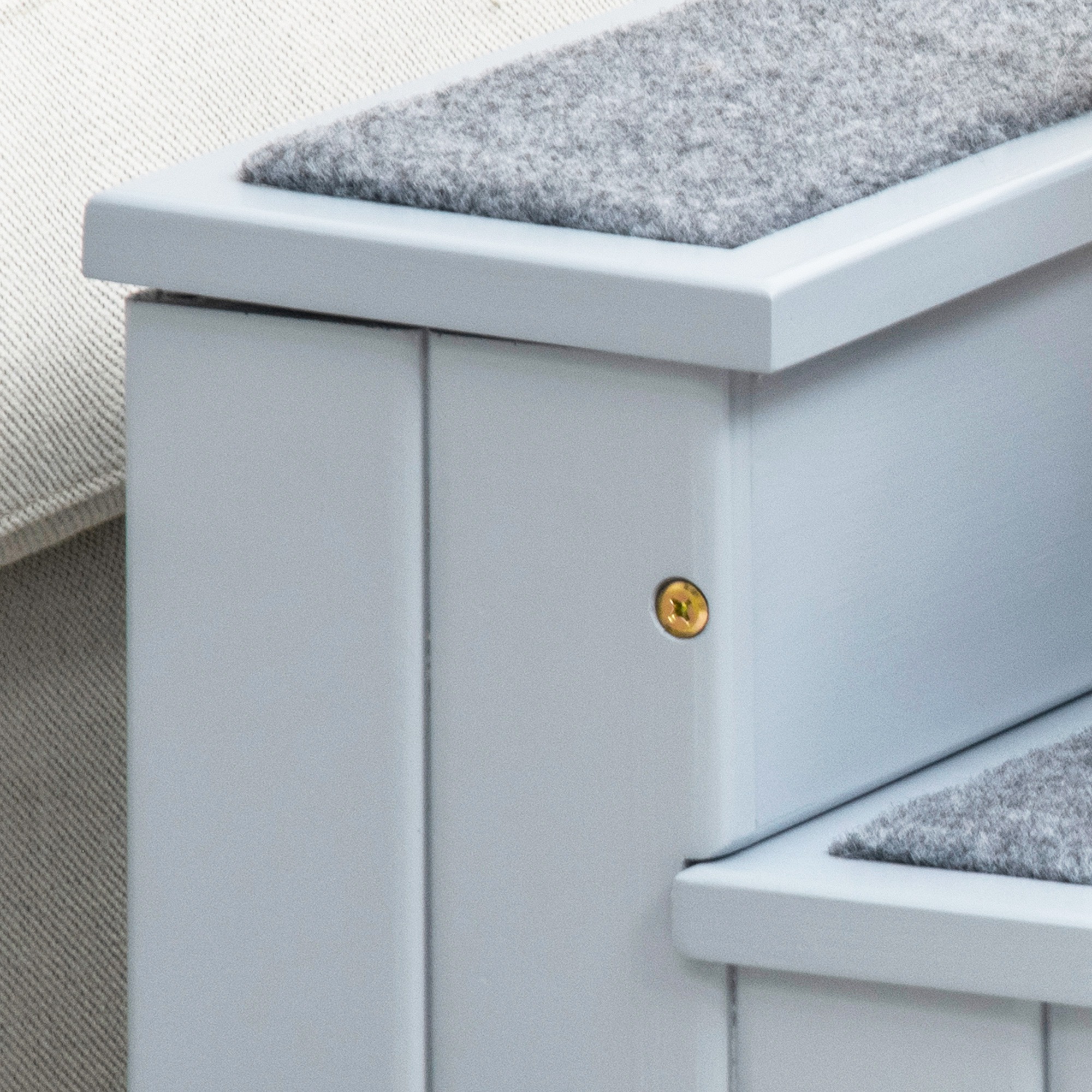 Hundetreppe 3 Stufen 38 cm Hoch Haustiertreppe für kleine bis mittelgroße Hunde Katzentreppe Hunderampe Einstiegshilfe für Bett, Sofa, Couch und Auto Grau