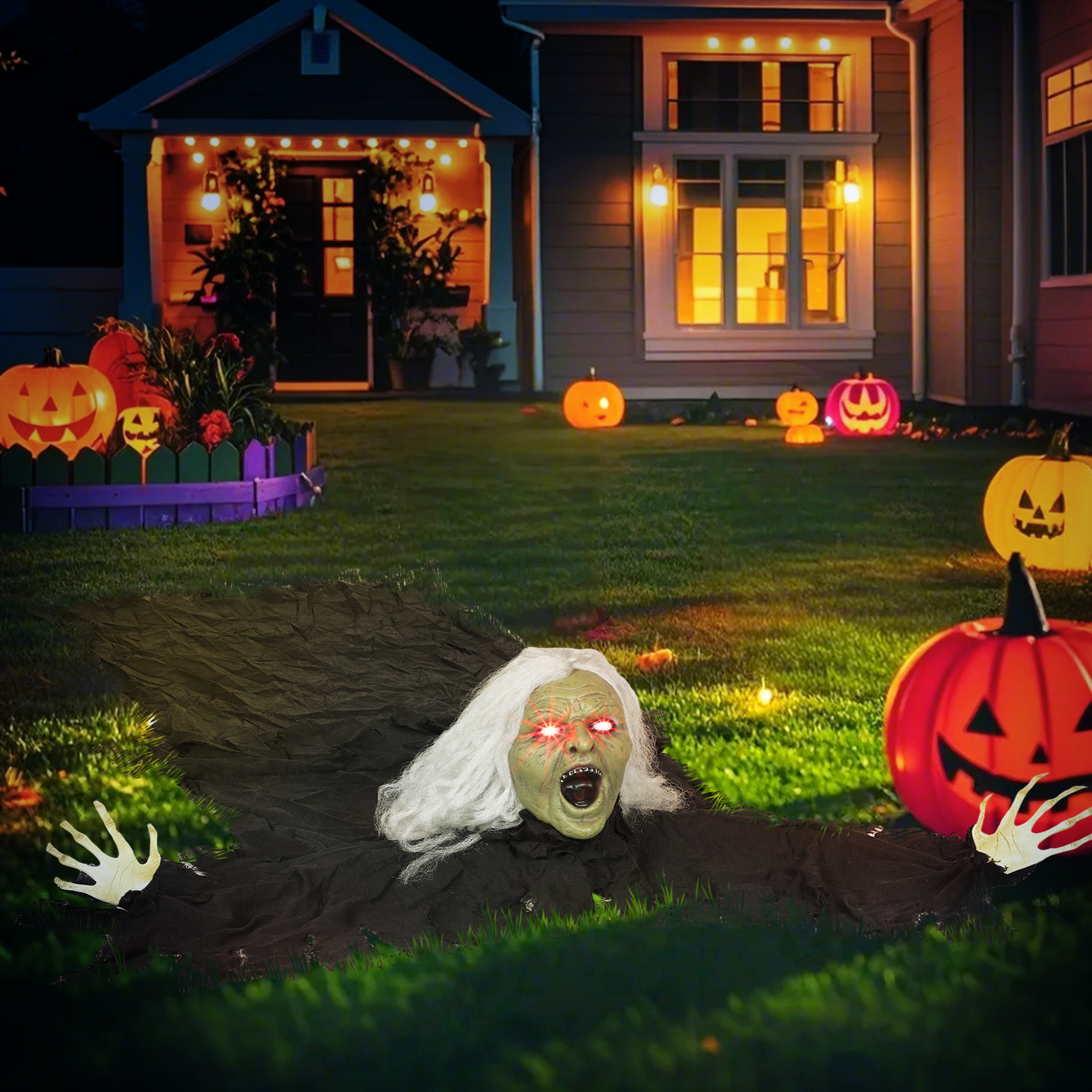 183cm Halloween Dekoration Halloween Zombie-Alte mit LED-Lichter, Soundfunktion, für Party
