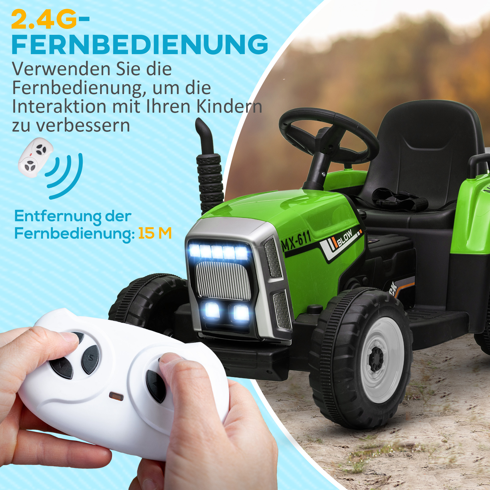 Kinderfahrzeug Kinder-Traktor, grün & schwarz