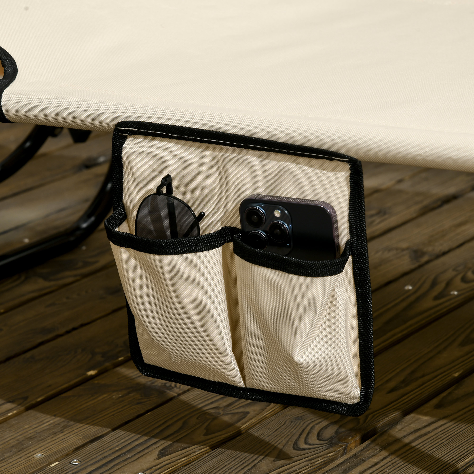 2er Set Sonnenliege klappbar Gartenliege mit Sonnendach 5-Fach höhenverstellbarer Rückenlehne Braun