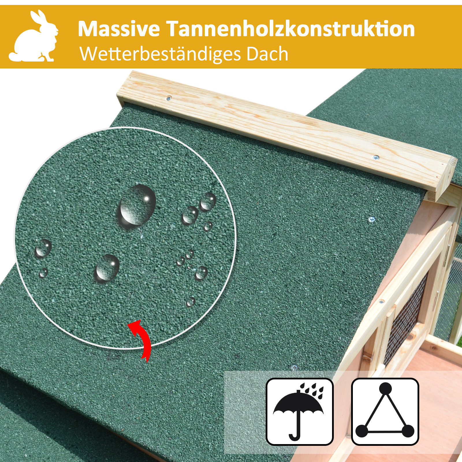 Kleintierstall mit 2 Freiluftgehegen Tannenholz Grau + Schwarz