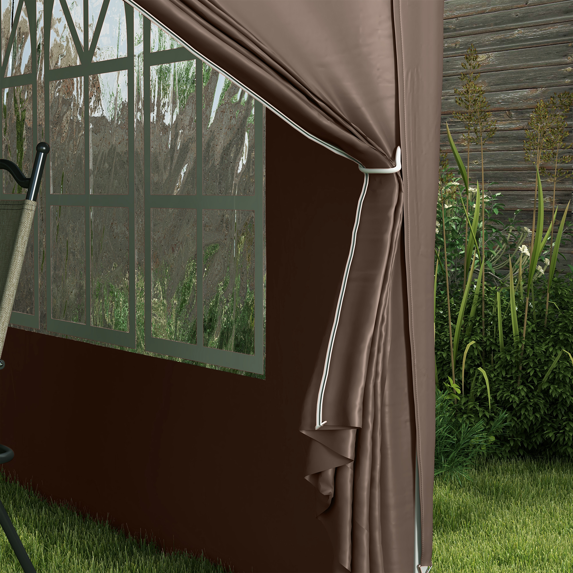 3 x 3 m Pavillon mit 4 Seitenwänden, Fenster, Festzelt mit UV-Schutz, Gartenzelt inkl. Tragetasche, Stahl, Kaffee