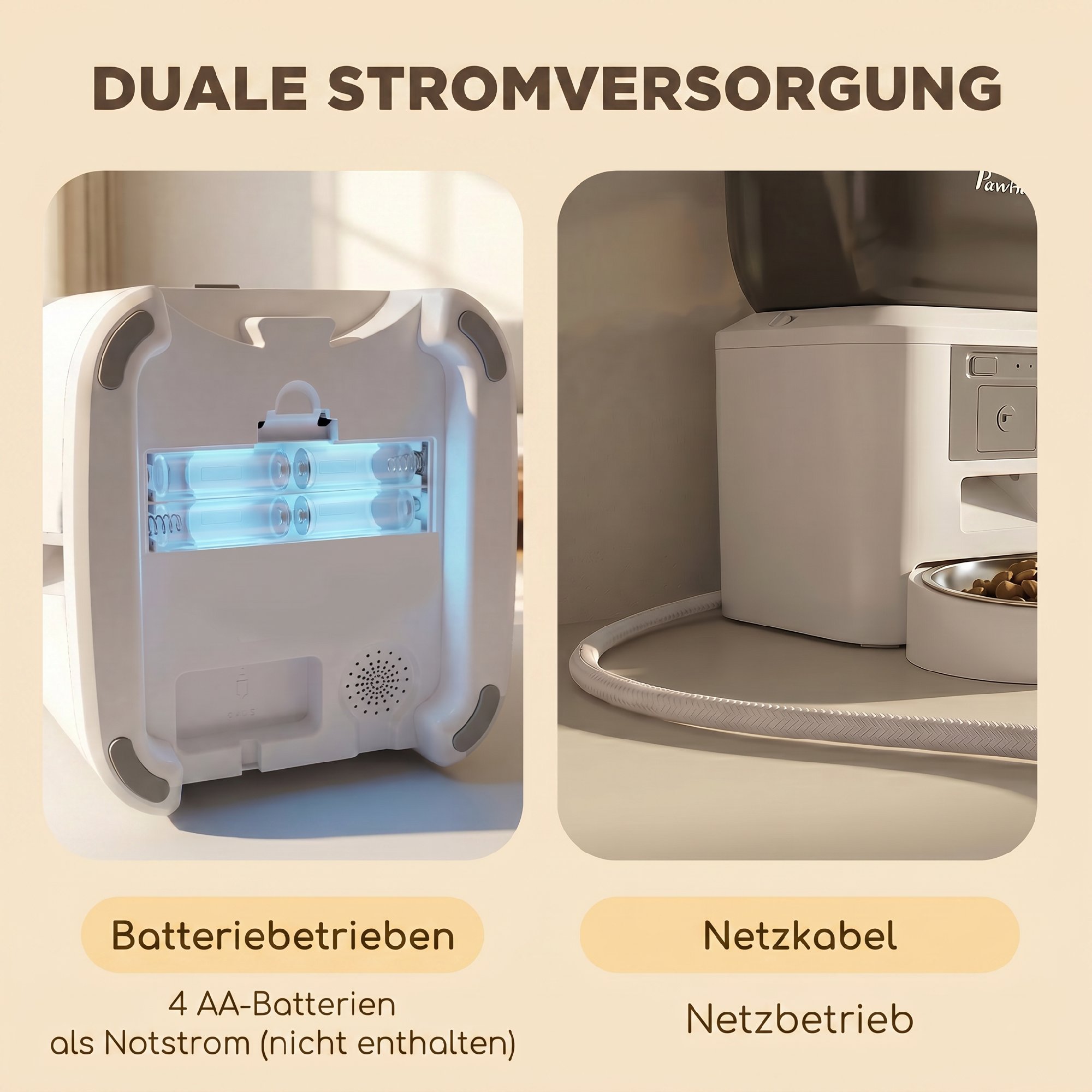 Futterautomat Katze mit Kamera, 2,4 GHz WLAN, App-Steuerung, 4L Futterautomat für 1–10 Mahlzeiten, 2-Wege-Audio